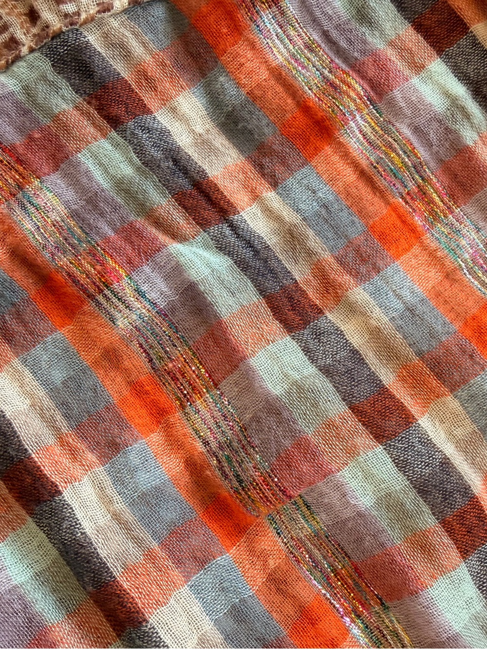 ACE & JIG Women's Orange & Blue Plaid reversible midi Skirt - Picture 2 of 4